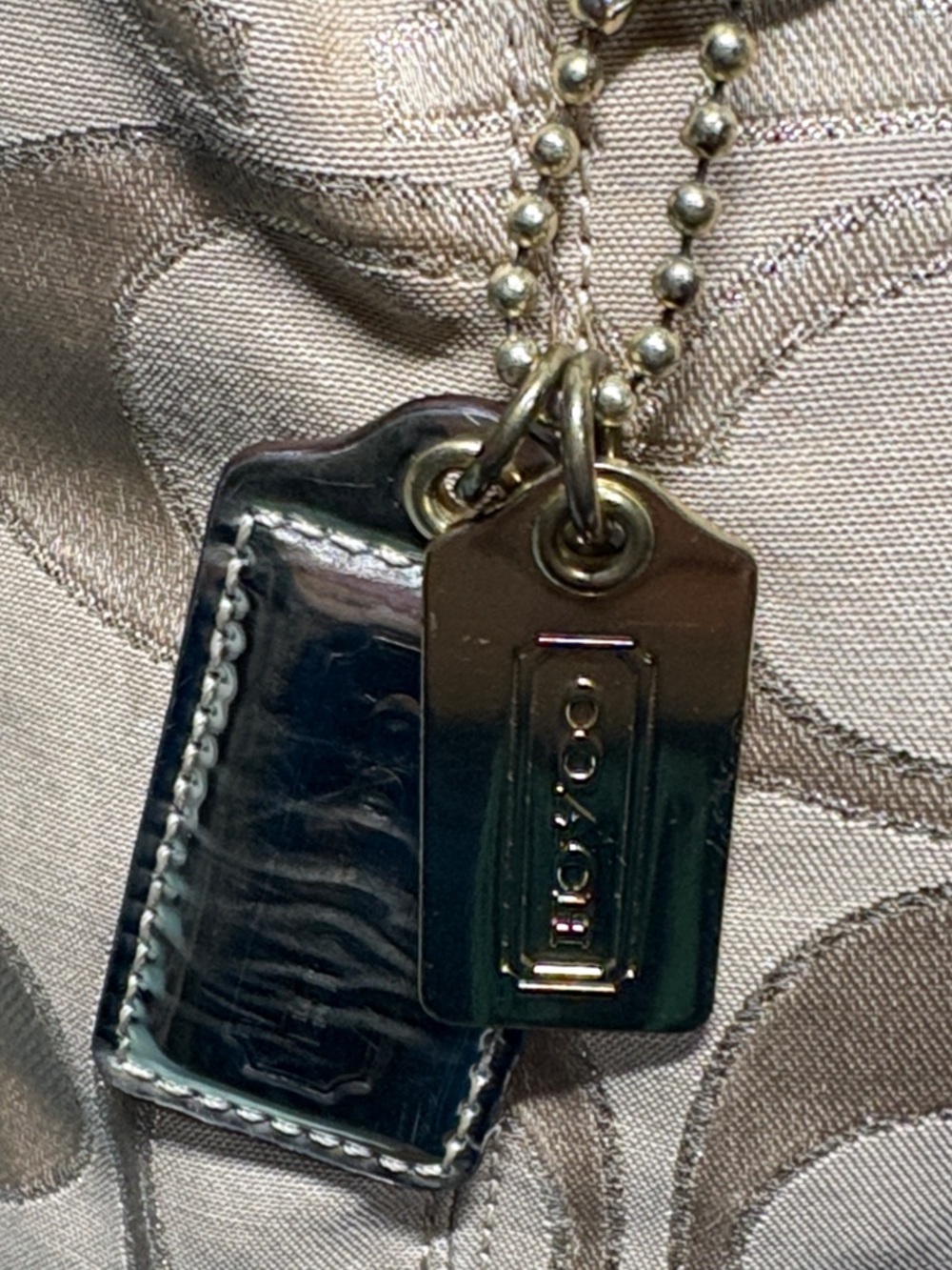 Coach Poppy Metallic Signature Sateen Glam Tote 17890 | Shimmer Gold EUC - Picture 3 of 13